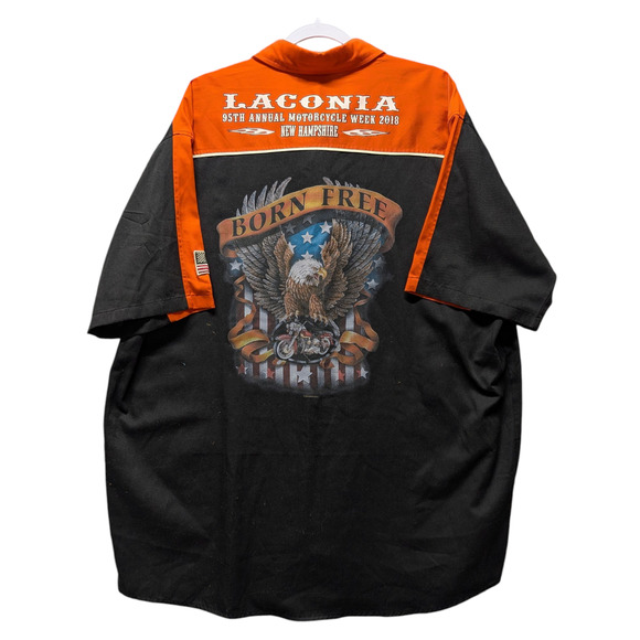 2018 Laconia Born Free Motorcycle Week Button Up Shirt - Picture 2 of 5